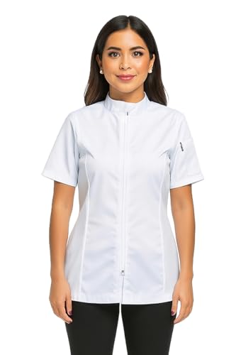 La mejor selección de Sistema Invictus disponible en línea para comprar. 47 PermaChef Filipina de Chef para Dama Invictus Slim Fit Blanca con Cierre, Cool Vent, Bolsillo en Manga, Uniforme Chef Mujer Talla L