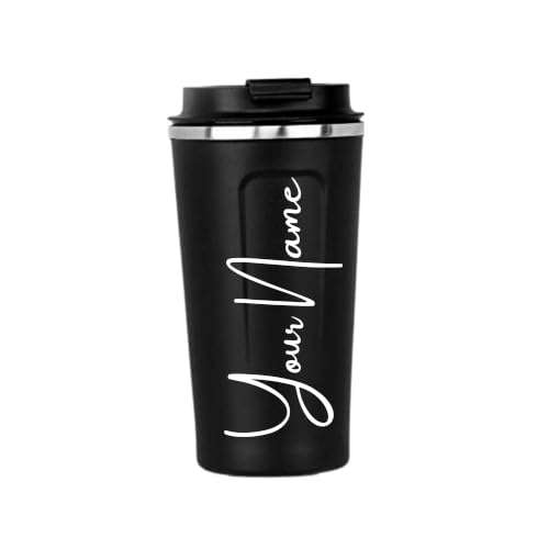 Image of CASPIAN / / / Java Customised Stainless Steel Mug 500 Ml Black Vacuum Insulated with Logo Print-Personalised Mug with Your Name Print for Kids Boys Girls School Office Gym-Perfect for Corporate Gifting