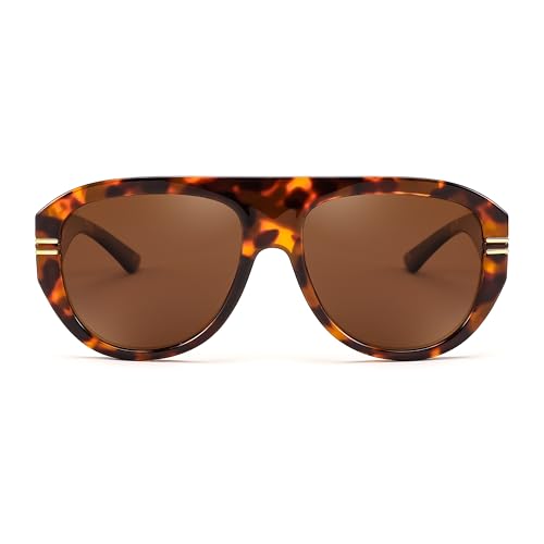 Image of FEISEDY Retro Polarized Aviator Sunglasses for Men Women Trendy 70s Vintage Plastic Frame Sun Glasses B4150