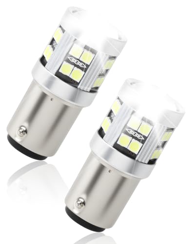 Yuio 2 Pack P21/5W Bay15d 1157 Bombilla LED 12V-24V, Superbrillante Blanca 7500K 350LM, Bombilla Para AutomóViles Coche Luces de Freno Luz de Estacionamiento De Cola Luz Diurnas Luces