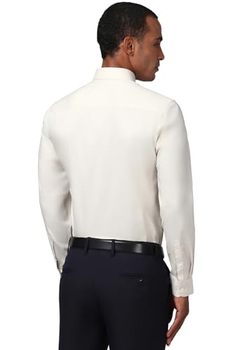 Image of Peter England Men Polycotton Slim Fit Full Sleeve Stretchable Solid Formal Shirt | Lycra Comfort
