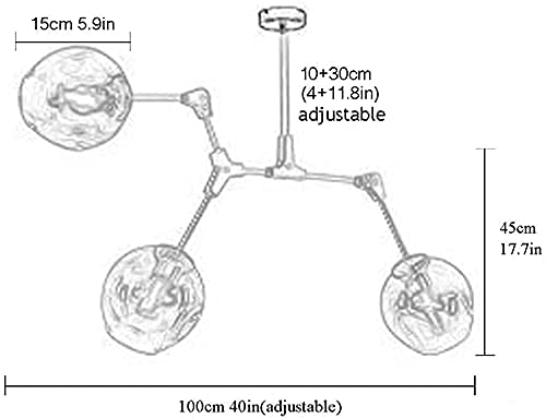 Chandelier Spoutnik ajustable pour corriger les plafonds bas