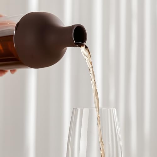 Image of Soko Cold Brew, Iced Coffee & Hot Tea Maker | Borosilicate Glass Bottle with Removable Mesh Filter | Airtight Seal Pot | Dishwasher Safe Kettle for Beverages Infuser - Kitchen, Office, Cafe - Brown