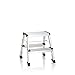 hjh OFFICE SOLID VI 830024 Escabeau pliable en aluminium avec 2 marches accessible des deux côtés Charge maximale 150 kg Argenté