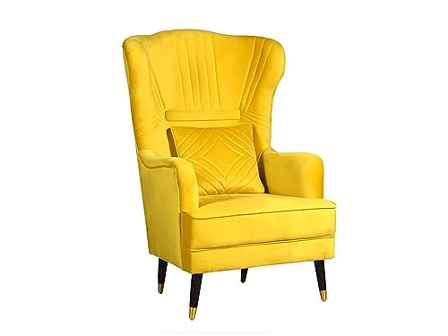 Image of Chair Armchair Single Sofa Chair for Small Apartments, Living Room or Bedroom Chair (New Yellow)
