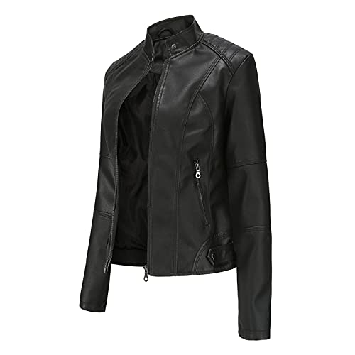 DEAR MODEL Faux Leather Belted Motorcycle Jacket