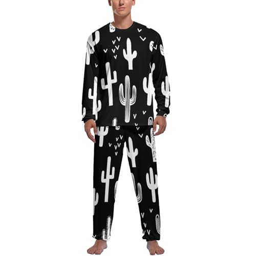 Ensemble pyjama homme cactus noir et blanc pour des soirées cocooning