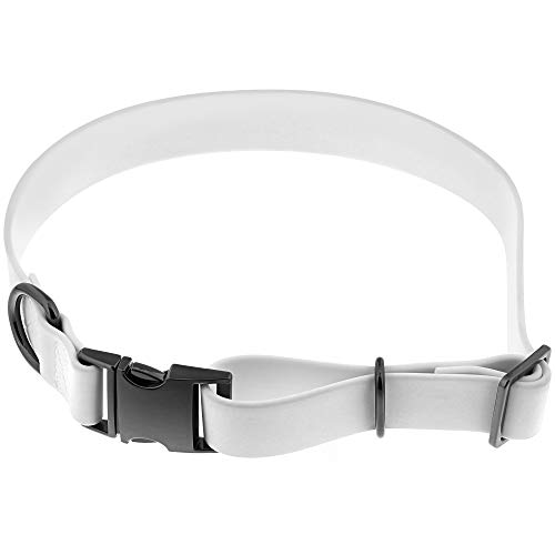 Mimu Large Silicone Dog Collar - White 25.5In Stylish Dog Collar With Clasp Buckle And D-Ring Leash Loop #TOP1