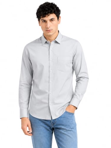 Image of Ketos Plain Grey Stylish Formal Shirt for Men | Full Sleeves | Regular Fit | Cotton