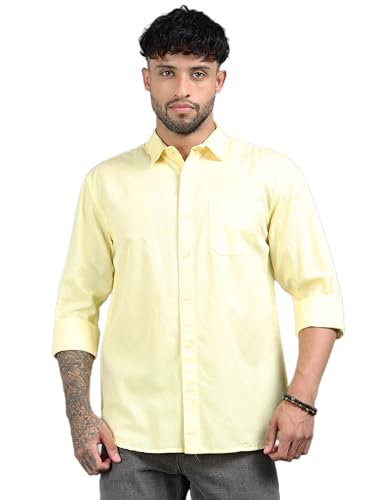 Image of Men Slim Fit Solid Spread Collar Casual Shirt