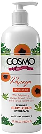 Cosmo Beaute Papaya Brightening Perfumed Body Lotion 1000ML, With Brightening, Papaya Extract For An Even-Toned, Radiant, Glowing, Hydration, Aleo Vera, Vitamin E, Skin Care Lotions