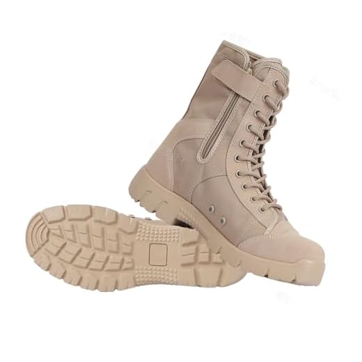 Botas De Combate Respiráveis Antiderrapantes Impermeáveis Dos Homens, Botas Táticas De Caminhada Ao Ar Livre Com Zíper Lateral Alto De Lona Masculina, Botas De Patrulha Do Exército (Color : Brown, S
