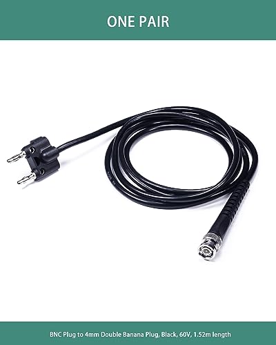 Image of BNC Test Leads, BNC to Male Double Stacking Banana Plug, Nickel-Plated Finish, Black