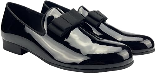 Justar Men's Patent Leather Tuxedo Dress Shoes Slip-on Loafers with Bowtie Wedding Party Prom Shoes for Men2