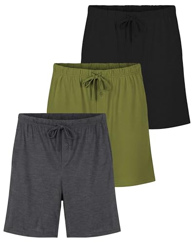 Image of Real Essentials 3 Pack: Mens Cotton Ultra-Soft Knit Sleep Pajama Shorts & Lounge Wear (Available In Big & Tall)