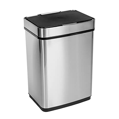 Caneca de basura rectangular de acero inoxidable 50L con sensor