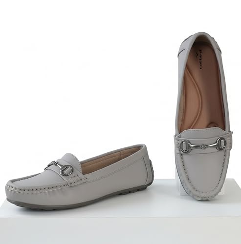 Image of CatBird Women's Metal Detail Slip-On Loafers | Cushioned Comfort Flats | Lightweight Office & Casual Shoes | Anti-Slip Sole Footwear