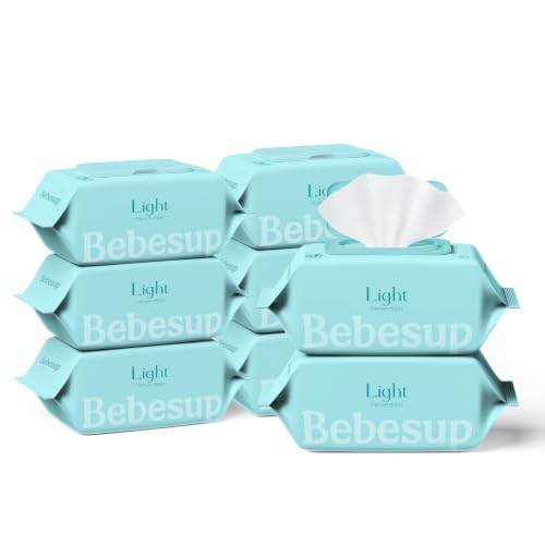 Image of BEBESUP- Korea's #1 Light Baby Wipes - Safe even for Atopic Skin Hypoallergenic Water-Based Unscented Alcohol & Paraben-Free Organic Flip-Top Plant Based Organic Baby Wipes (640 Count 8 Packs)