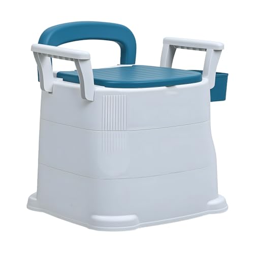 Fukursul Inodoro Portátil Móvil con Reposabrazos Desmontable y Diseño Fácil de Limpiar, Cómoda de Noche para Adultos Altura ajustable, Silla Olla Adulto Movilidad de Edad