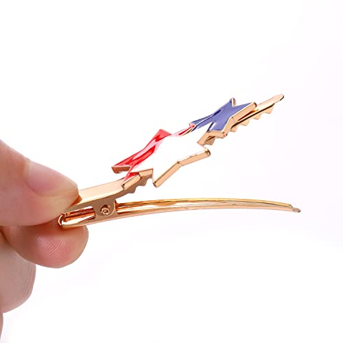 Hzeyn 4Pcs American Flag Hair Clips Enamel Rhinestone Stars Hair Clips For Women Sparky Red White Blue Patriotic Hairpins 4Th Of July Independence Day Hair Accessories Stars #TOP3