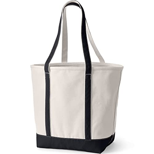 Image of Lands' End Natural Long Handle Open Top Canvas Tote Natural /black Large Long Handle