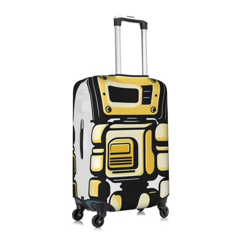 Retro robot Suitcase Cover Medium with Invisible Zipper, for Business and Travel, Without Suitcase3