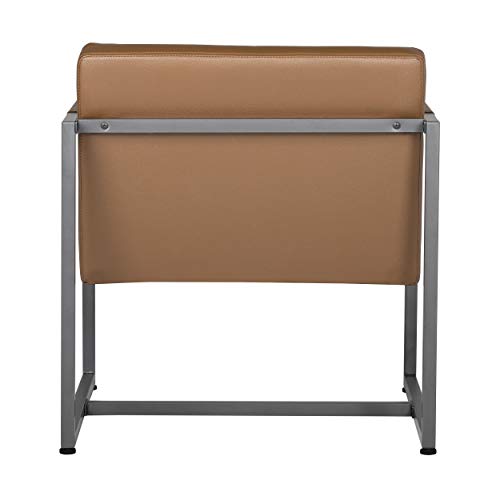 Studio Designs Home Modern Accent Chair Camber Mid-Century, Pewter Grey Metal Frame & Caramel Brown Leather #TOP5
