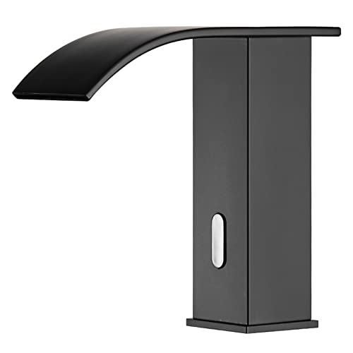 Grifo de lavabo antical de latón negro que elimina salpicaduras con salida en cascada