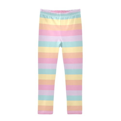 Girls Striped Leggings for Kids Colorful Printed Long Pant Bottoms Stretch and Soft