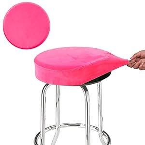 SINOSSO Bar Stool Cover, Super Soft Velvet Dia.11-13″ Round Stretchy Washable Dustproof Slipcover for Upholstered Furniture (S, Hot Pink,1 Count)