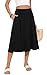 MLXSJ Women's Midi Skirt Summer Flowy Elastic High Waisted Casual Pleated Skirts with Pockets (Black, L)