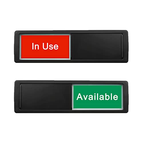 Image of in Use or Available Sign,Vacant Occupied Sign for Home Office Hotles Hospital Restroom, Vacant Occupied Slider Door Indicator Tells Whether Room in Use or Available,Non-Scratch Magnetic Slider Door Indicator Signs, 7'' x 2'' - Black