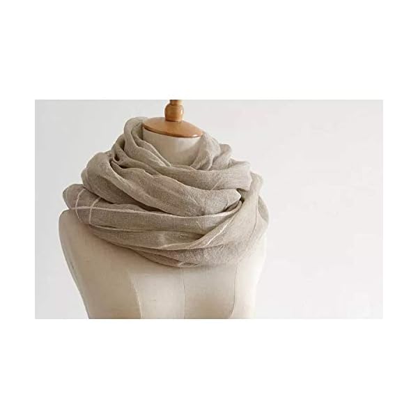 Jeelow Lightweight Summer Scarf Light Shawl Wrap Linen Feel Scarves For Men And Women, Linen Stripe, Large - Image 4