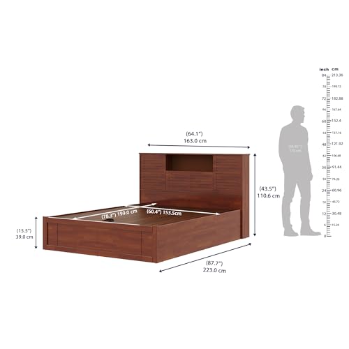 Image of Wakefit Bed | Queen (78 X 60) Sheesham Wood Bed Hydraulic, 3 Year Warranty | - Aquari - Golden Brown