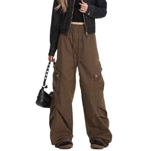 Skateboard Frog Y2K Baggy Wide Leg Cargo Pants Drawstring Elasticated Waist Pleats Multiple Pockets Unisex Straight Fit