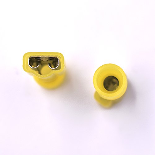 100Pcs Yellow 12/10-Gauge Economy Nylon Female Fully-Insulated Quick Disconnects Wiring Spade Wire Crimp Terminal(Female) #TOP3
