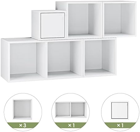 Wall Bookcase Wall Mounted Shelves 6 Cubes Design Floating Shelves White Hanging Shelf for Bedroom Living Room Study