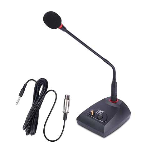 Image of MX 15-Inch Gooseneck Condenser Microphone with Volume Control & Bell Button | Conference Mic for Meetings, Lecterns, Studio Recording, Public Speaking, Desk Use | Plug & Play XLR Mic