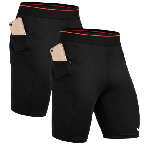 Image of NINQ Mens 2 Pack Polyester Yoga Short Men Summer Running Gym Sports Shorts with Pockets Shorts for Men (in, Alpha, 2XL, Regular, BLACK2)