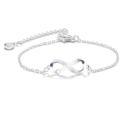 Image of Infinity Heart Bracelets for Daughter Mom Sister Grandma Lovers White Gold Plated Diamond Adjustable Bracelets Best Birthday Mother's day Graduation Gifts