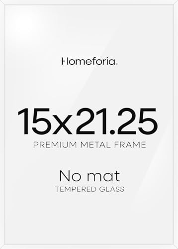 Image of Homeforia 15x21.25 White Puzzle Frame, High End Metal 15 x 21.25 Picture Frames without Mat, 21.25x15 Thin White Poster Frames for Wall, 15by21.25 Puzzle Photo Frames, Tempered Glass, Wall Kit, Set of 2
