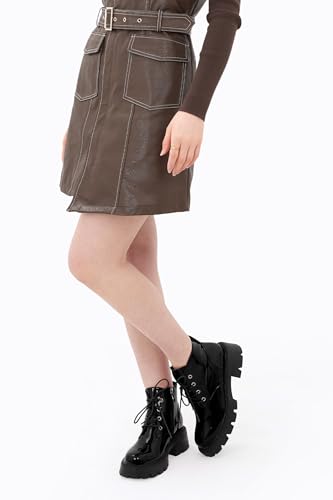 Women's Lug Sole Short Combat Boots Black Chunky Heel Platform Ankle Booties Comfy Flat Boot Lace Up Oxford Shoes with Side Zipper for Ladies Cute4