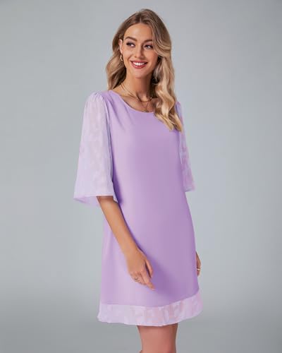 Image of LookbookStore 3 /4 Sleeve Dress for Women Shift Cute Summer Tunic Floral Lace Dresses