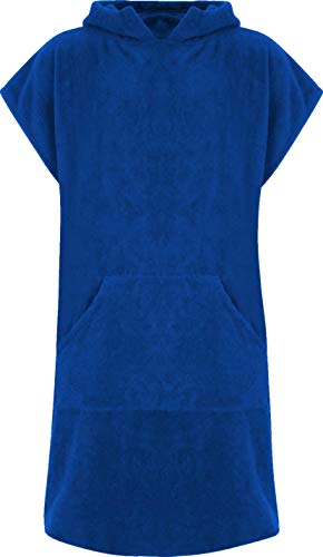 Adore Childrens Hooded 100% Cotton Changing Robe with Pocket Beach Terry Towelling Poncho Towel Swimming Surf Royal Blue 2-5 Years