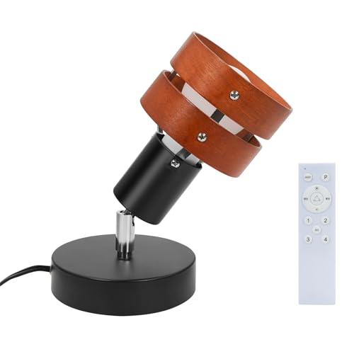 Aiwode ウォールランプ 茶色の木製の円 調光の電球 E26対応 360度回転 壁掛け照明 スイッチ付き リモコン対応 高級 調光調色 目に優しい 節電 省スペース設計 寝室 ベッドサイド デスクライト 読書用 高級レストラン照明 植物育成ライト対応 黒 1個