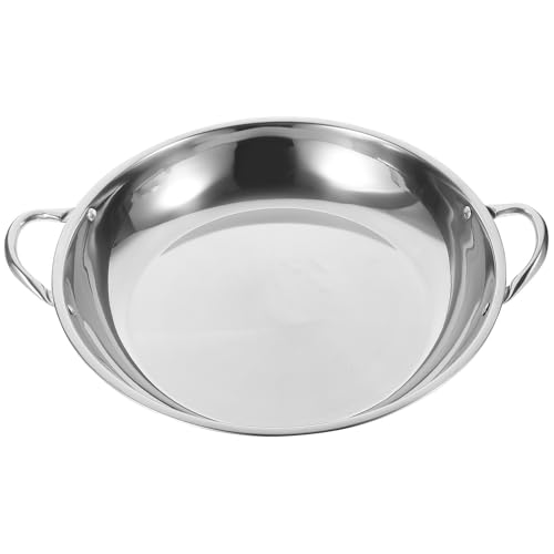 COSMOBETTY Olla Wok de Acero Inoxidable Doble Asa, Resistente Alta Tolerancia al Calor, Adecuado para Cocinar en Camping Casa
