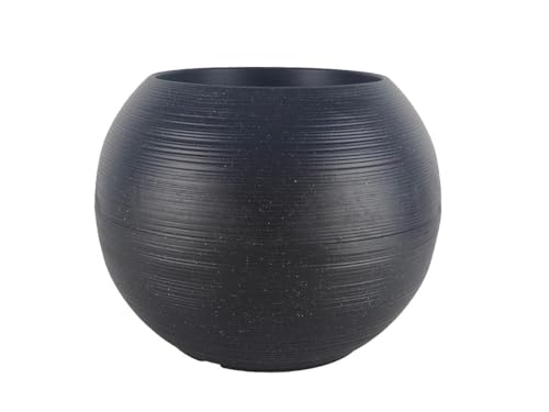 simpa Sphere Globe Shape Black Plastic Planter 35cm (H) x 35cm (D)