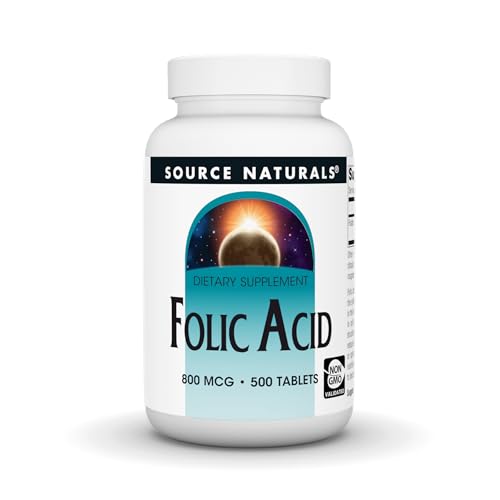 Source Naturals Folic Acid 800 mcg Dietary Supplement - 500 Tablets