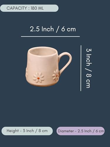Image of WEAVING HOMES White Lily Ceramic Mug for Office, Stylish Tea Cup for Woman, Modern Coffee Mug for Travel, 180 Ml