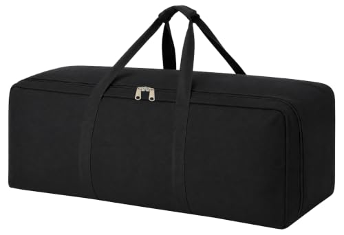 DoYiKe Canvas Travel Duffle Bag Heavy Duty Sports Duffel Military Camping Tent Storage 60L Black Side opening